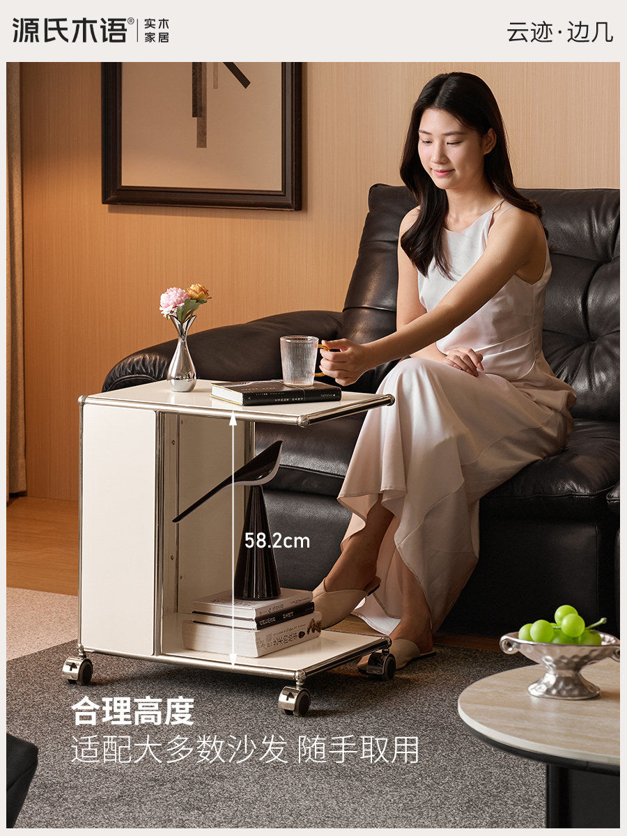 铁艺边几客厅简约沙发边桌小户型白色小茶几移动推车